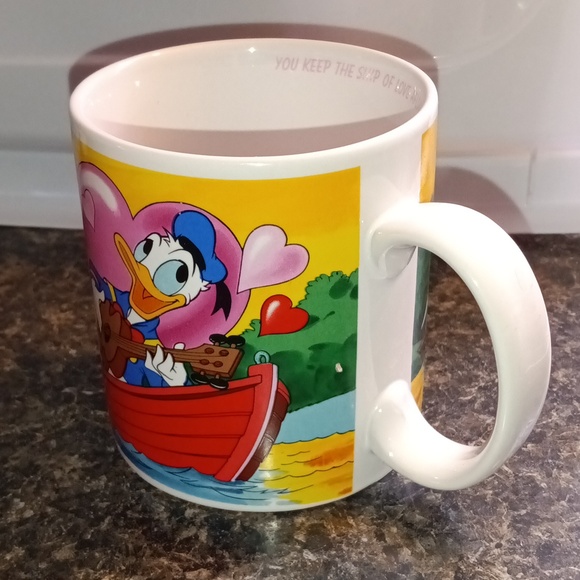 VINTAGE 1987 Disney Donald Duck & Daffy Duck Valentines Mug Love Quote Mug - Picture 4 of 12